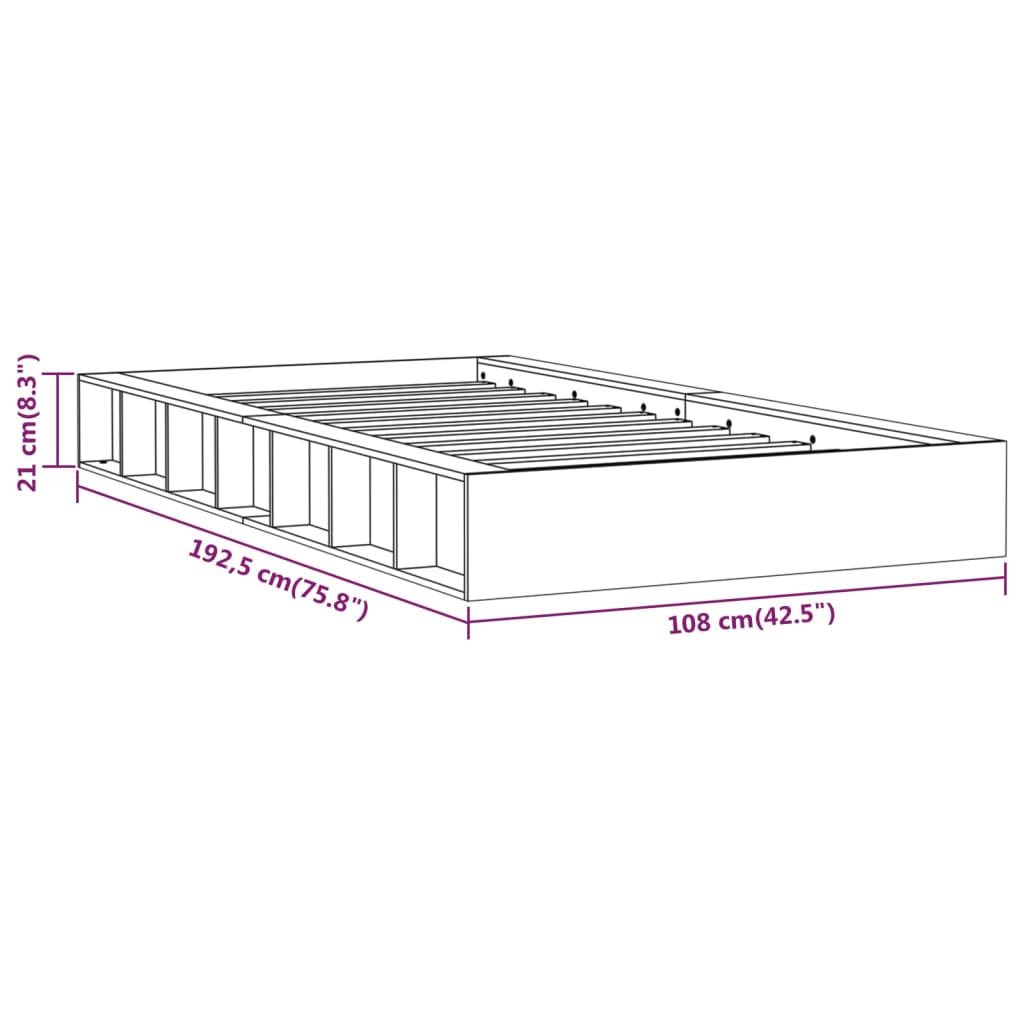 vidaXL Okvir za krevet bijeli 90x190 cm 3FT jednokrevetni masivno drvo