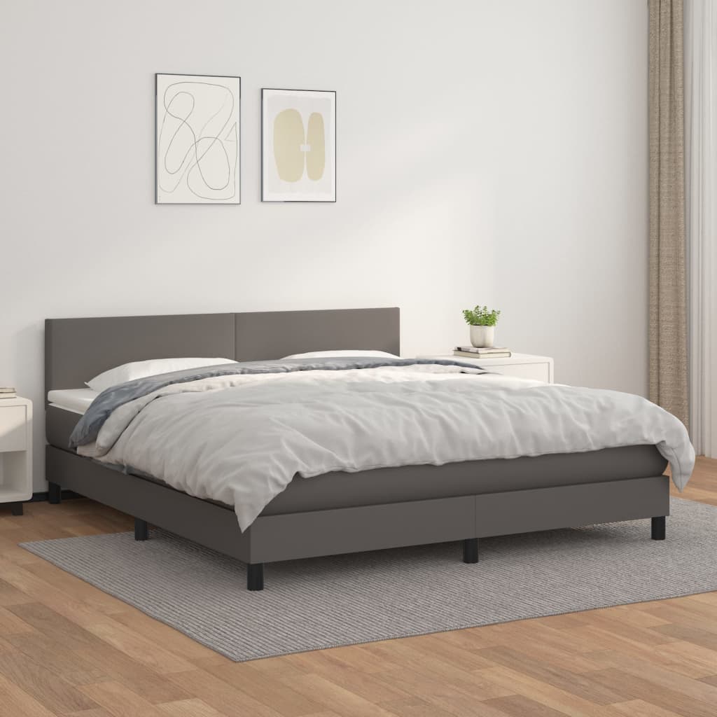 vidaXL Krevet s oprugama i madracem sivi 180 x 200 cm od umjetne kože