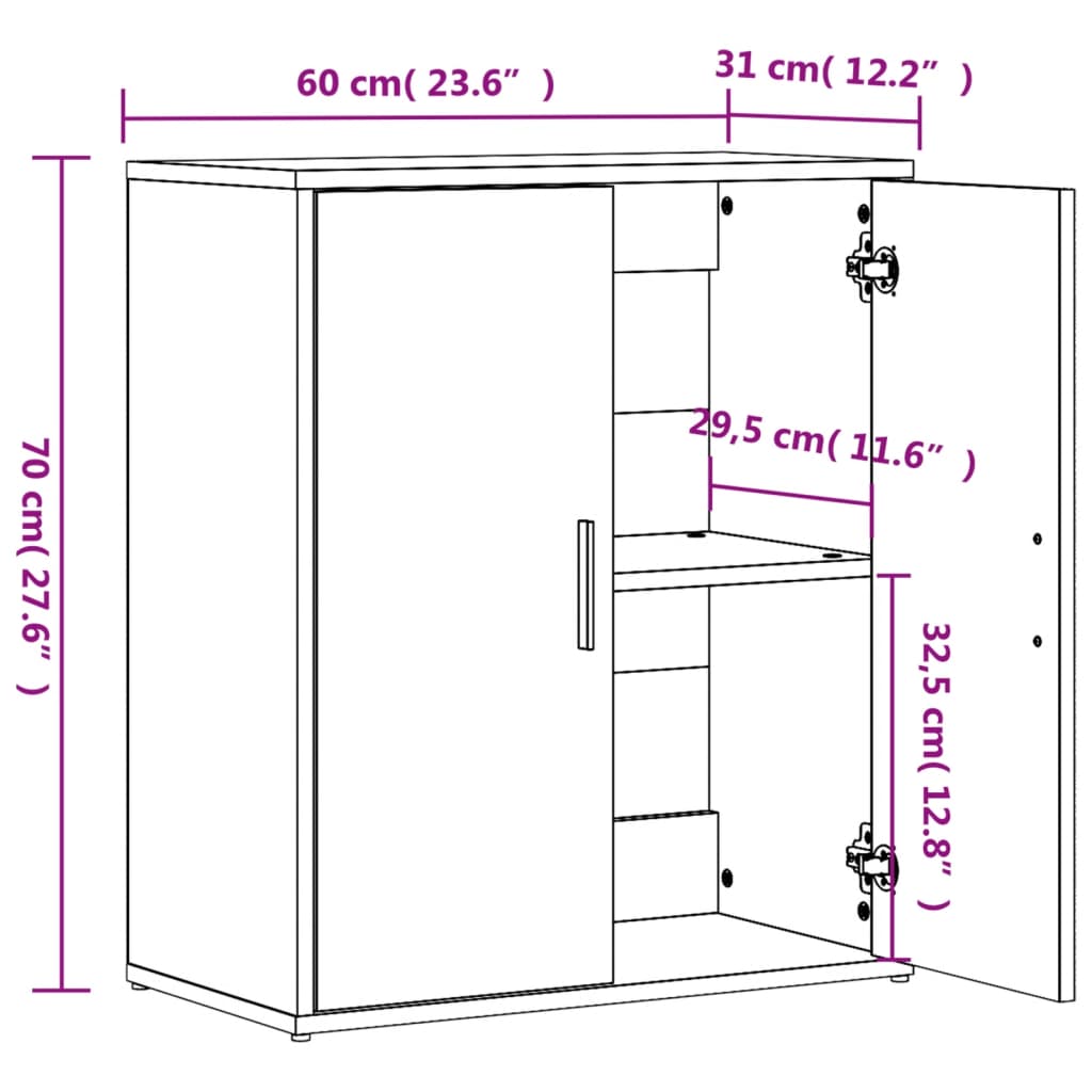 vidaXL Komoda 2 kom dimljeni hrast 60x31x70 cm od konstruiranog drva