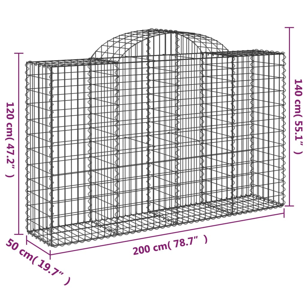 vidaXL Lučne gabionske košare 20kom 200x50x120/140cm pocinčano željezo