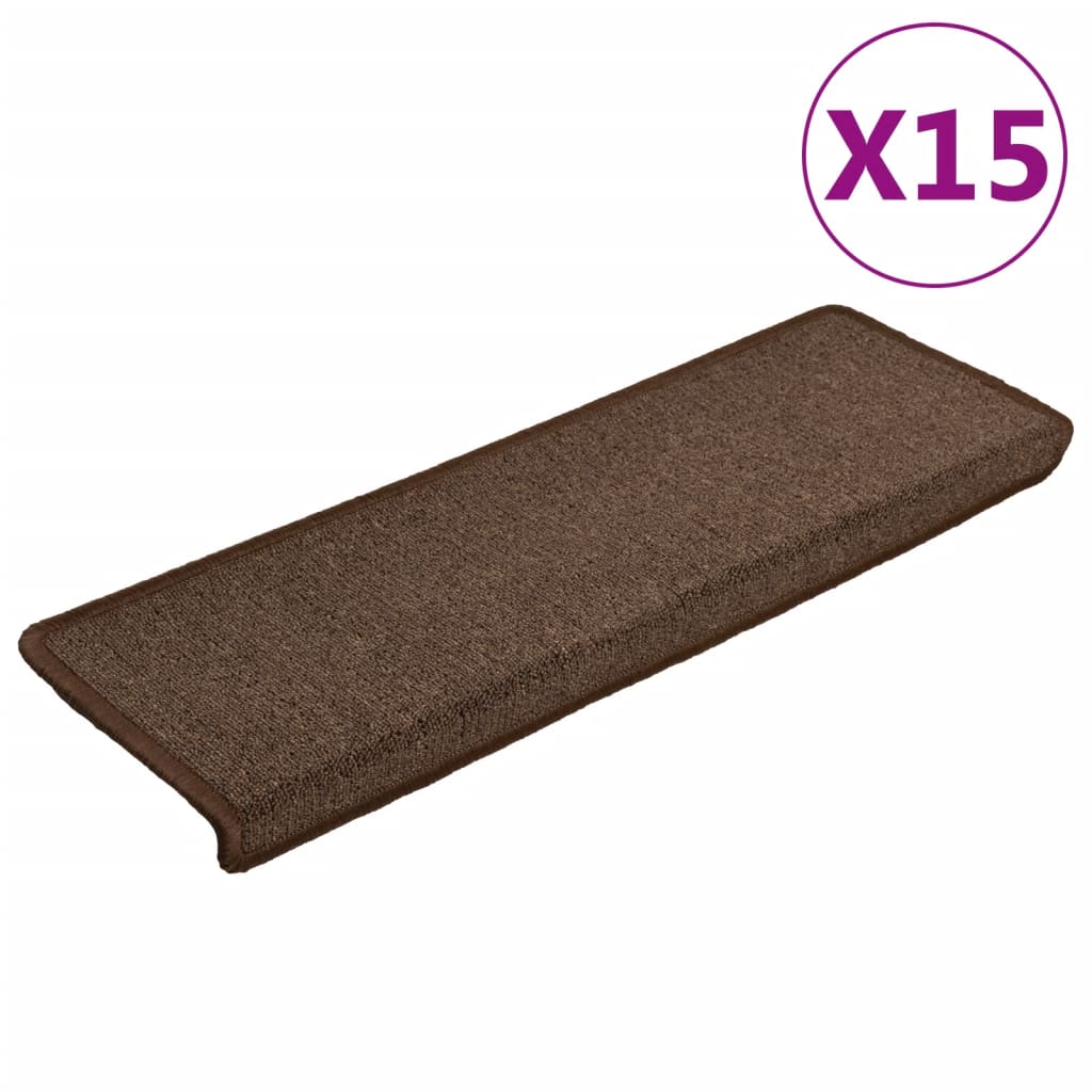 vidaXL Tepisi za stepenice 15 kom 65x21x4 cm smeđi