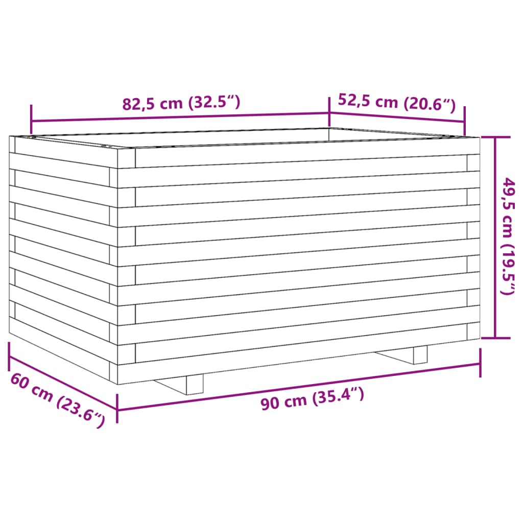 vidaXL Vrtna sadilica 90 x 60 x 49,5 cm od masivnog drva duglazije